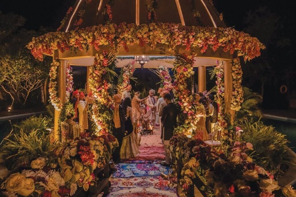 Rigveda Palace premium wedding venue in Delhi NCR with lush lawn, banquet hall, and luxury stay