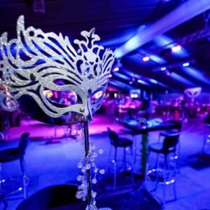 Elegant dining setup for a corporate gala dinner at Prime Rose Venues.