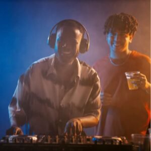 Night party setup with DJ lighting at Gurgaon party venue.