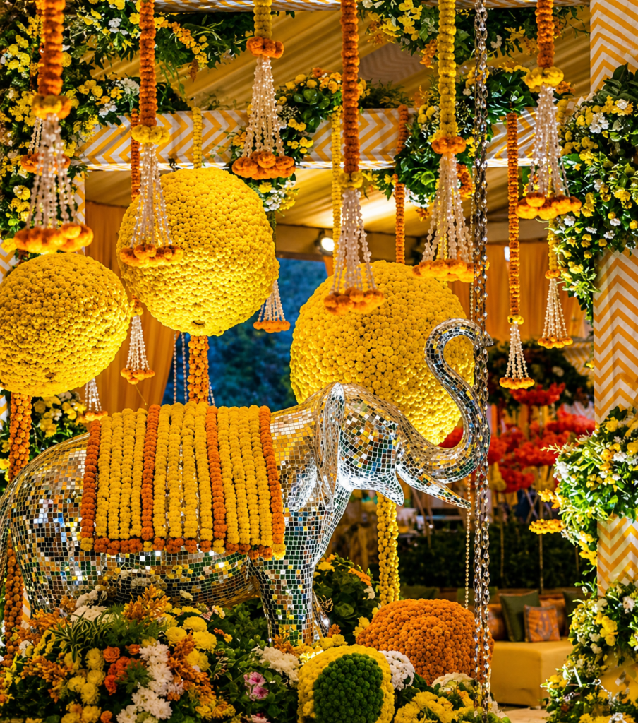 Faridabad wedding venue with luxury décor and grand wedding setup at Rigveda Palace