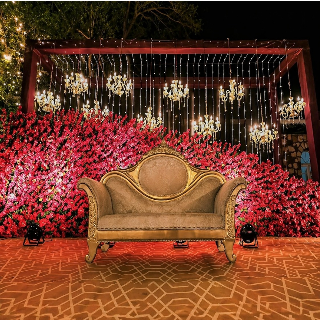 Premium banquet hall for weddings and events with luxury interiors and floral decoration