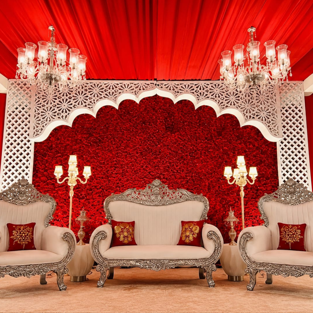 Spacious outdoor party hall lawn area at Rigveda Palace Farmhouse Faridabad for weddings and events