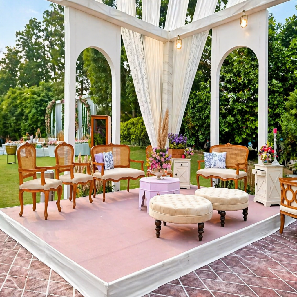 Best party hall near me in Gurgaon with banquet hall and lawn area at Devam Greens Farmhouse