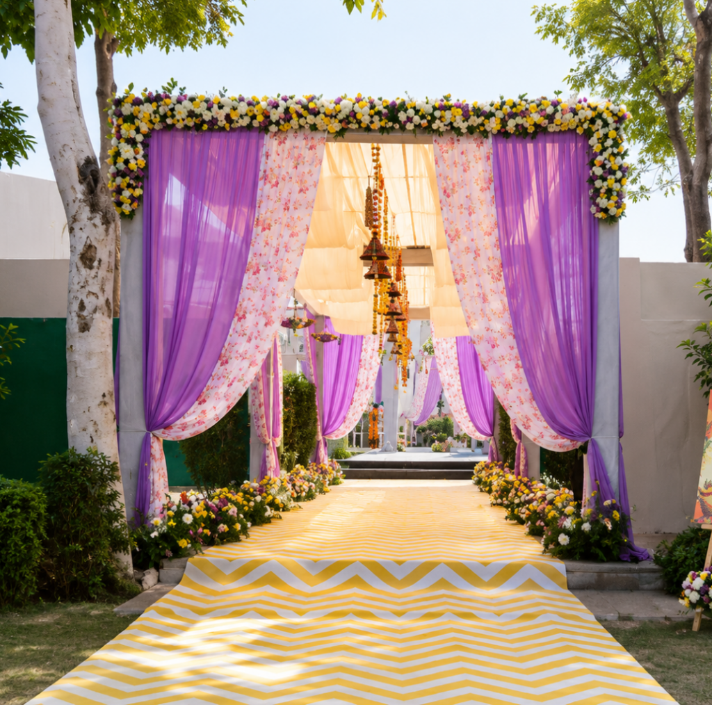 Birthday party place near me with luxury banquet hall and elegant decoration at Rigveda Palace Farmhouse Faridabad